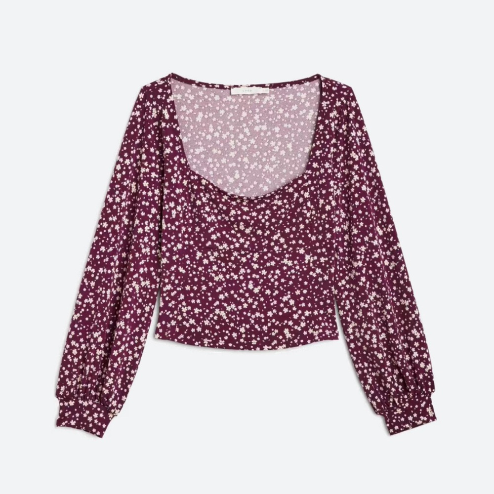 LUSH Naomi Square Neck Cropped Knit Top - Size L